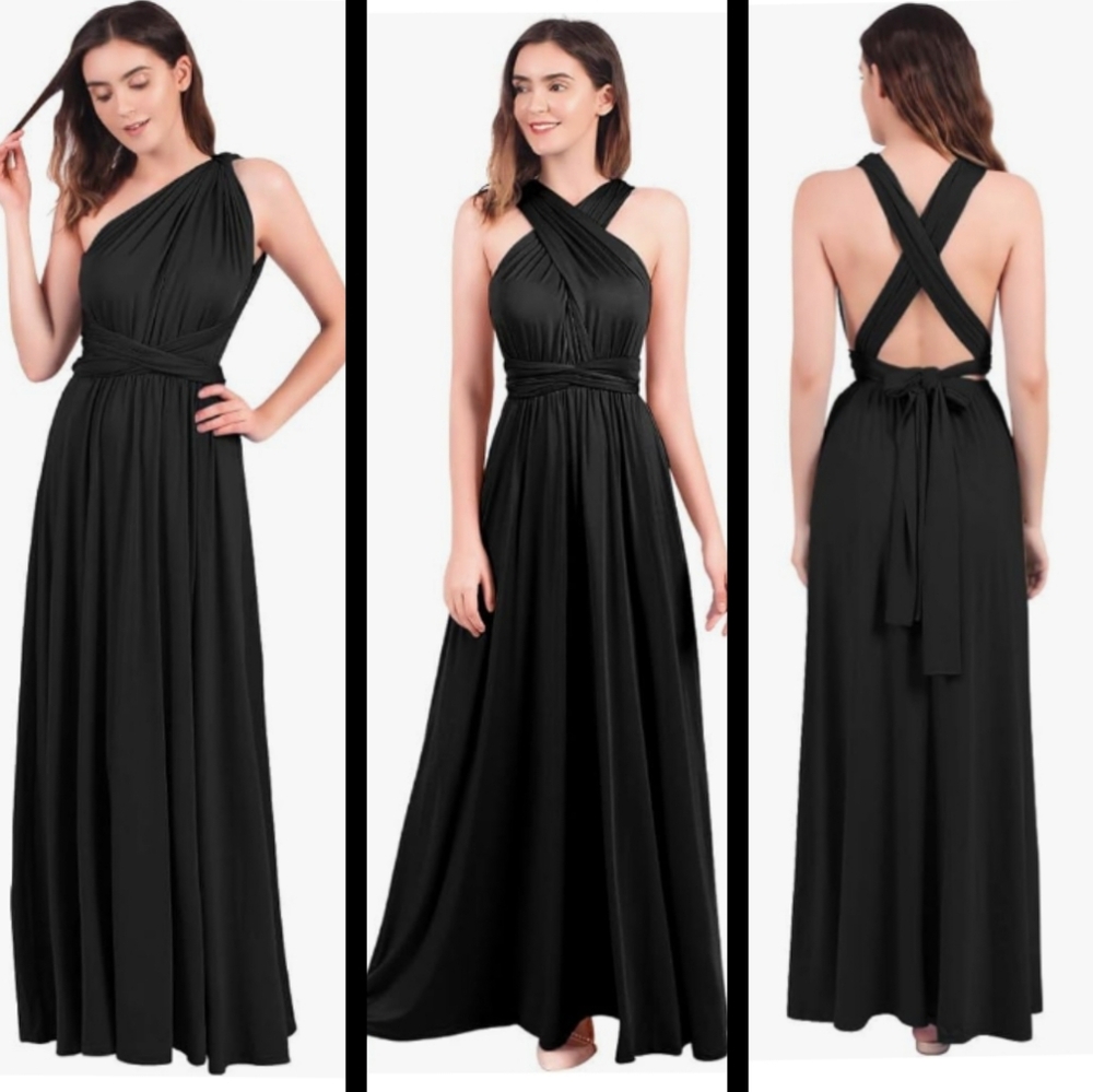 IBTOM CASTLE TRANSFORMER EVENING CONVERTIBLE MULTIWAY MAXI DRESS, BLACK L